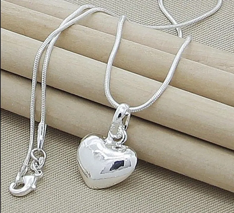 Luxury Heart Pendant Necklace Silver For Women Wedding Jewelry