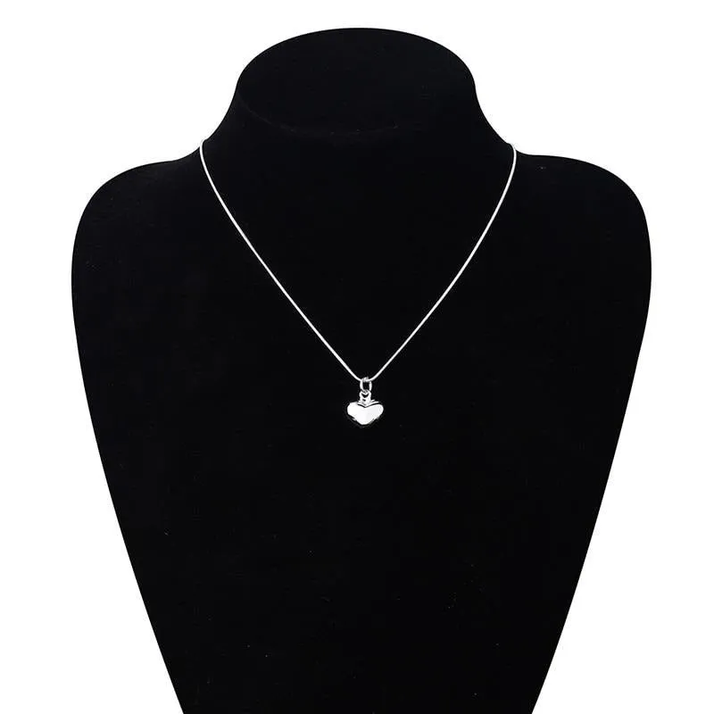 Luxury Heart Pendant Necklace Silver For Women Wedding Jewelry