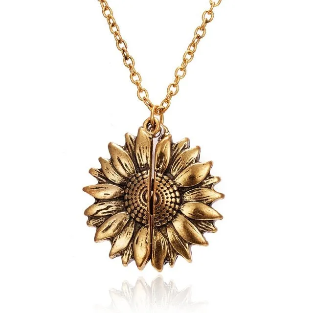 Luxury Sunflower Pendant Necklace Women Anniverssary Jewelry