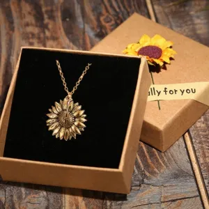Luxury Sunflower Pendant Necklace Women Anniverssary Jewelry