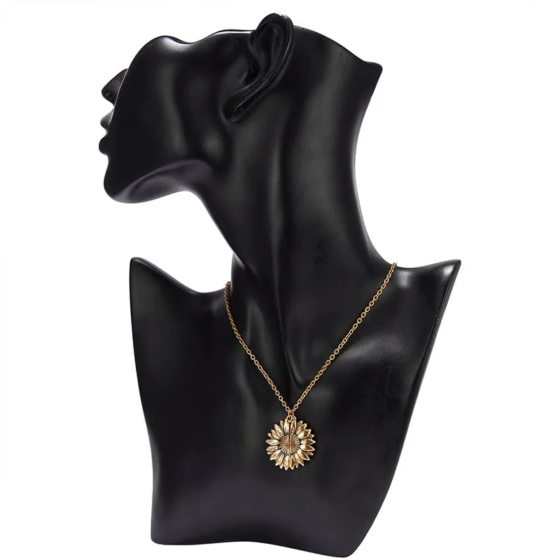 Luxury Sunflower Pendant Necklace Women Anniverssary Jewelry