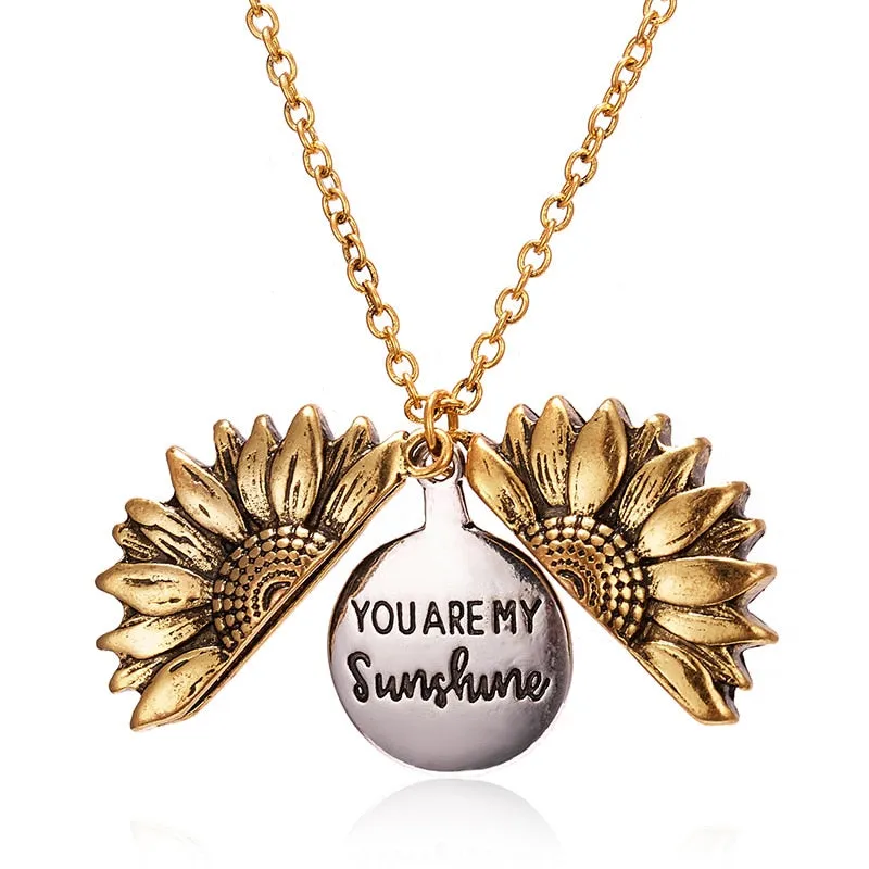 Luxury Sunflower Pendant Necklace Women Anniverssary Jewelry