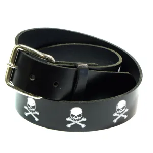 M283W  1 1/2" Belt- White Skull