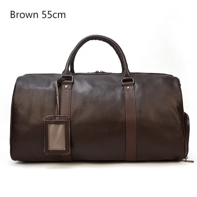 MAHEU Hot Genuine Leather Men / Women Travel Bag Soft Real Leather Cowhide Carry Hand Luggage Bags Travel Shoulder Bag Male Female