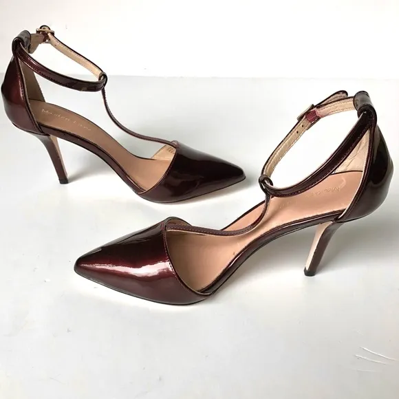 Maiden Lane Ella T-Strap Pointed Toe Heels