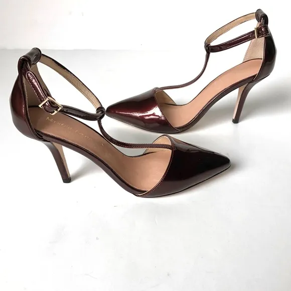 Maiden Lane Ella T-Strap Pointed Toe Heels