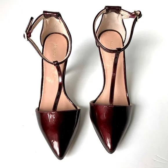 Maiden Lane Ella T-Strap Pointed Toe Heels