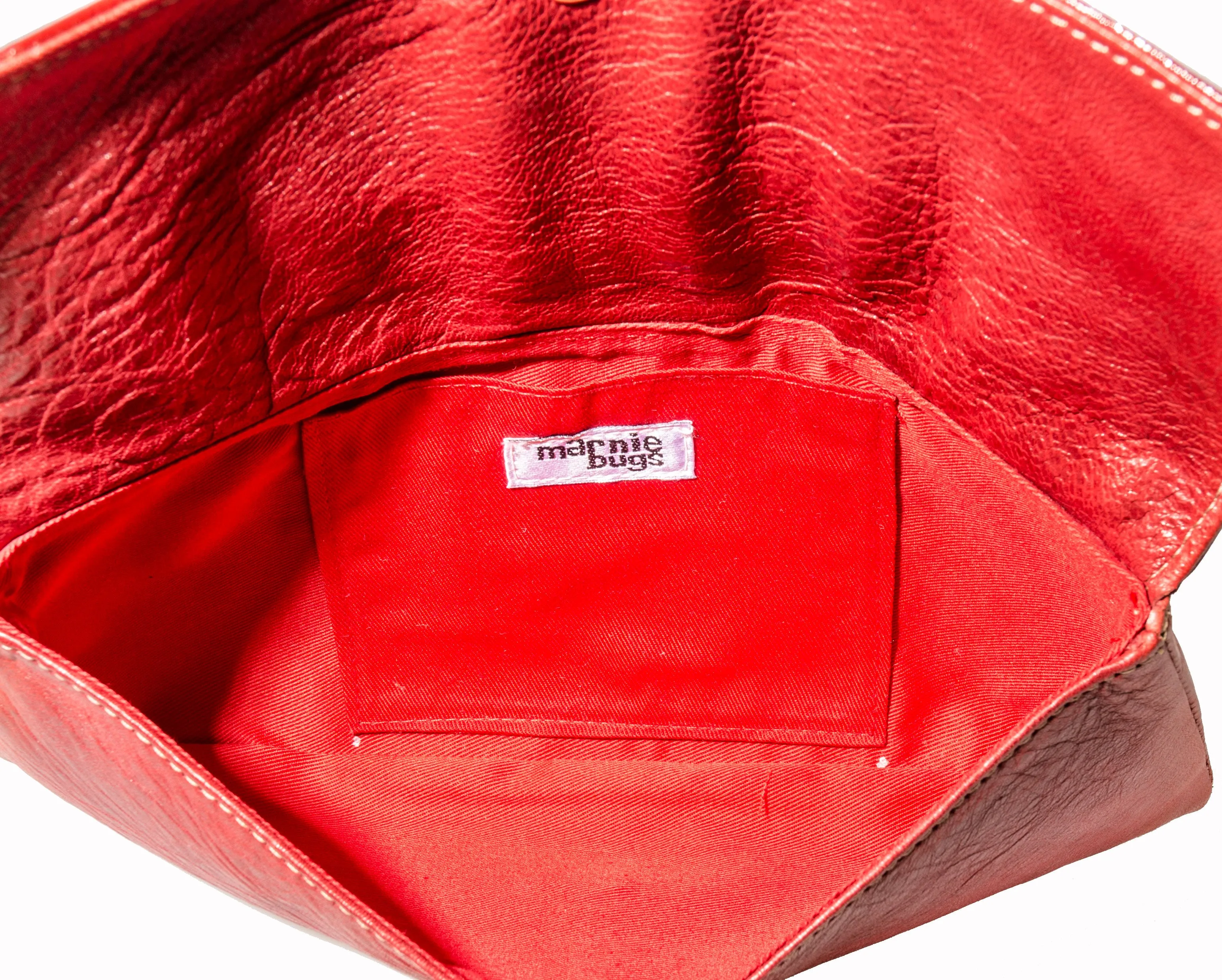 Marnie Bugs Red Leather Sliplet Clutch