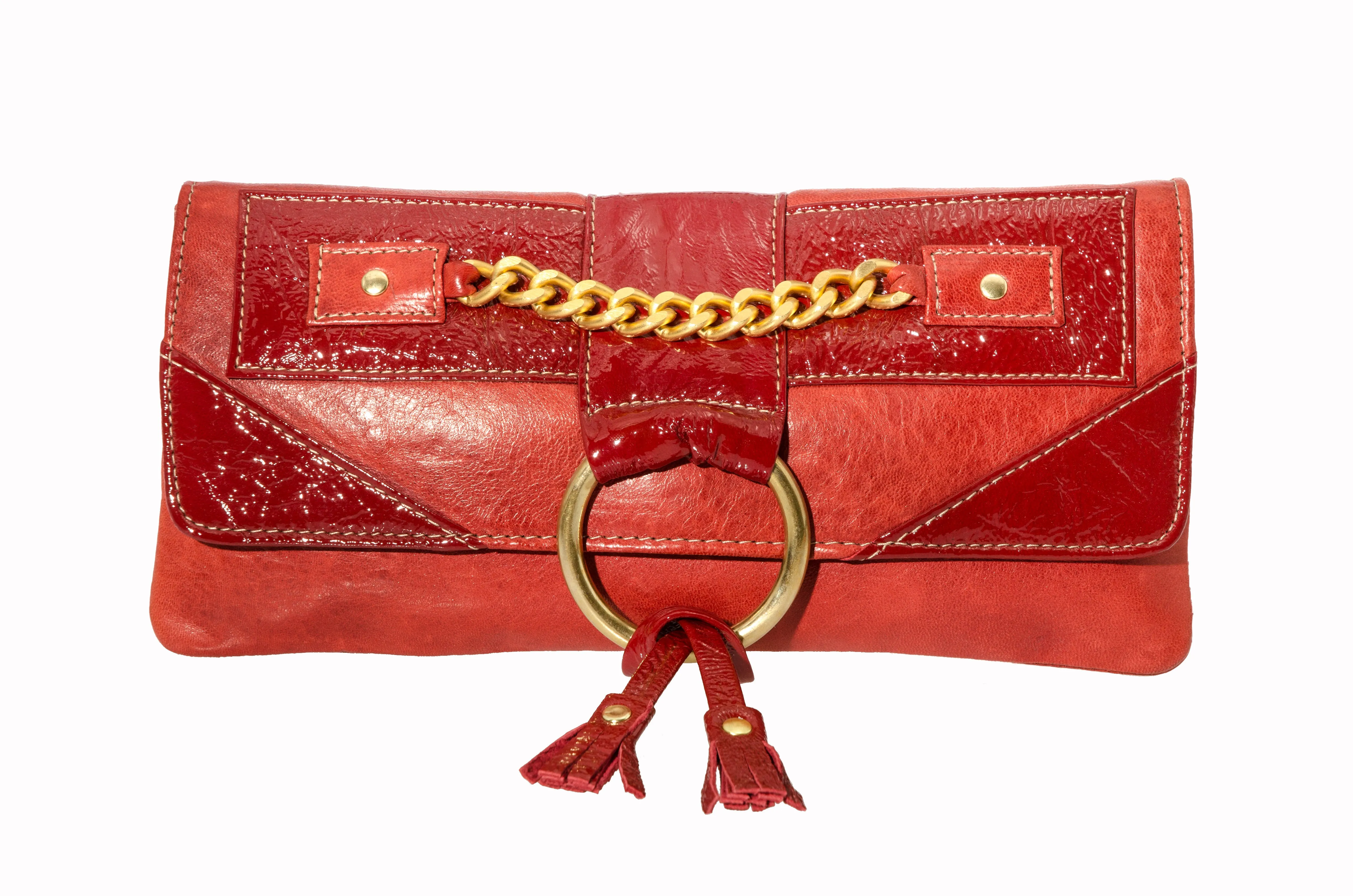 Marnie Bugs Red Leather Sliplet Clutch