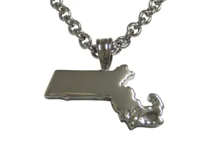 Massachusetts State Map Shape Pendant Necklace