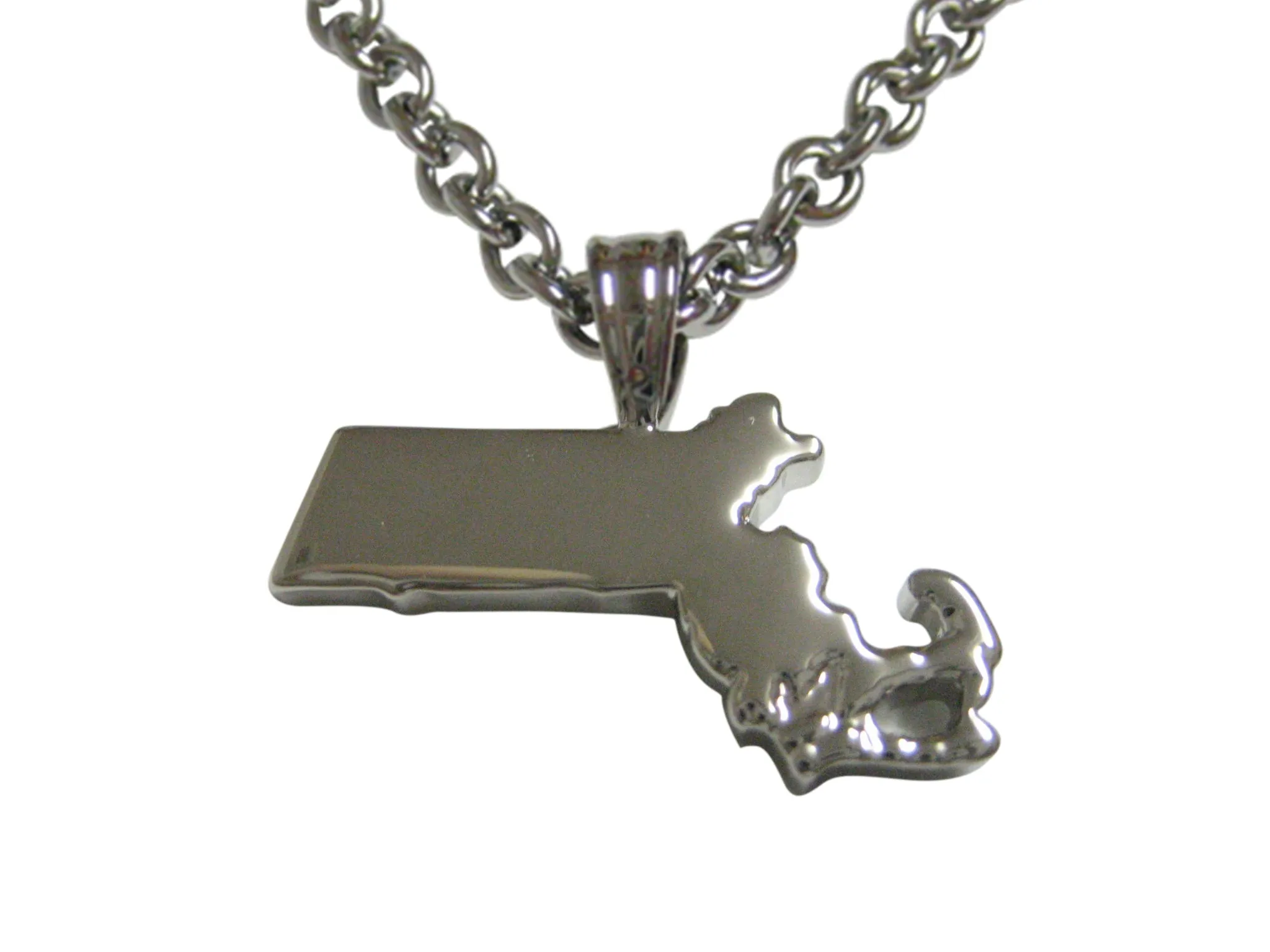 Massachusetts State Map Shape Pendant Necklace
