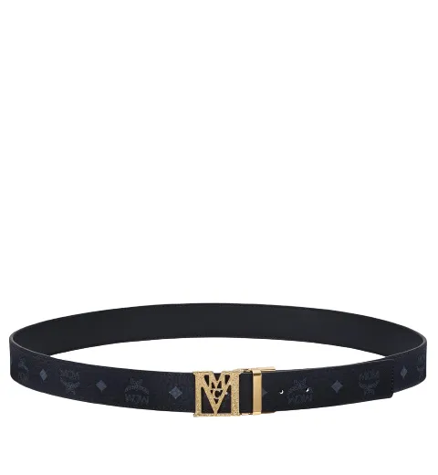 MCM Mena Textured M Reversible Belt 1.5" In Visetos
