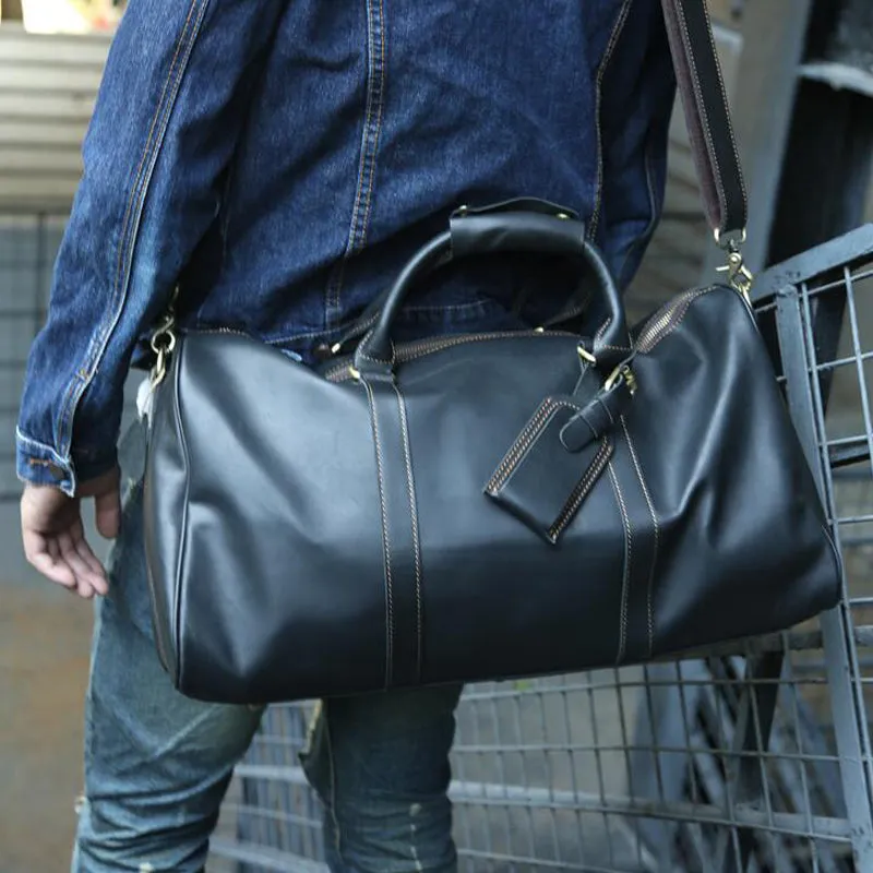 Men Large Tote Weekend Bag Cowhide Duffle Bag Travel Bag Z9016