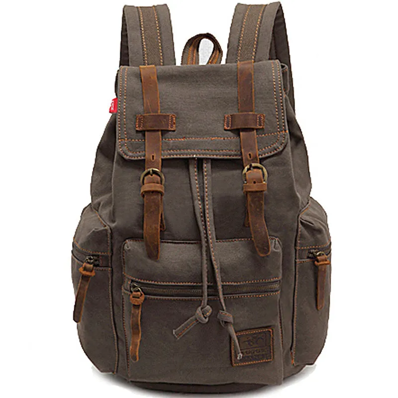 Men Vintage Canvas Backpack Drawstring 36-55L