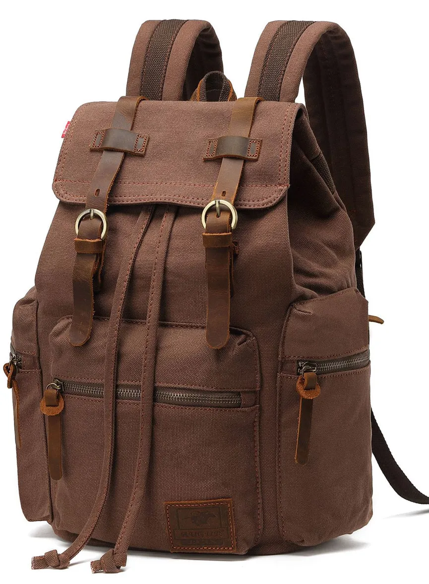 Men Vintage Canvas Backpack Drawstring 36-55L