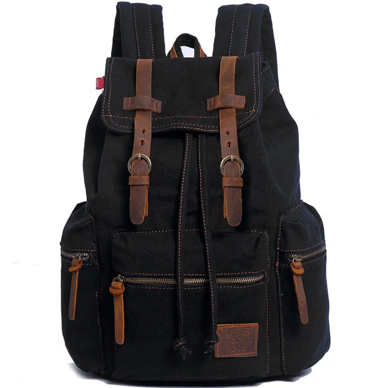 Men Vintage Canvas Backpack Drawstring 36-55L