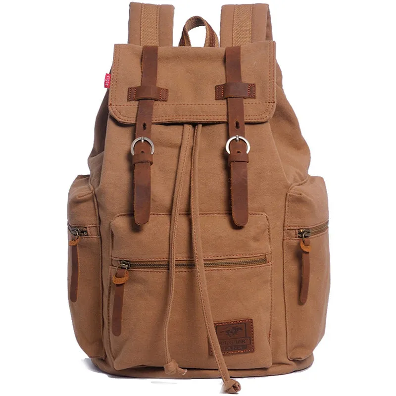 Men Vintage Canvas Backpack Drawstring 36-55L