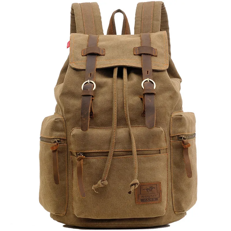Men Vintage Canvas Backpack Drawstring 36-55L