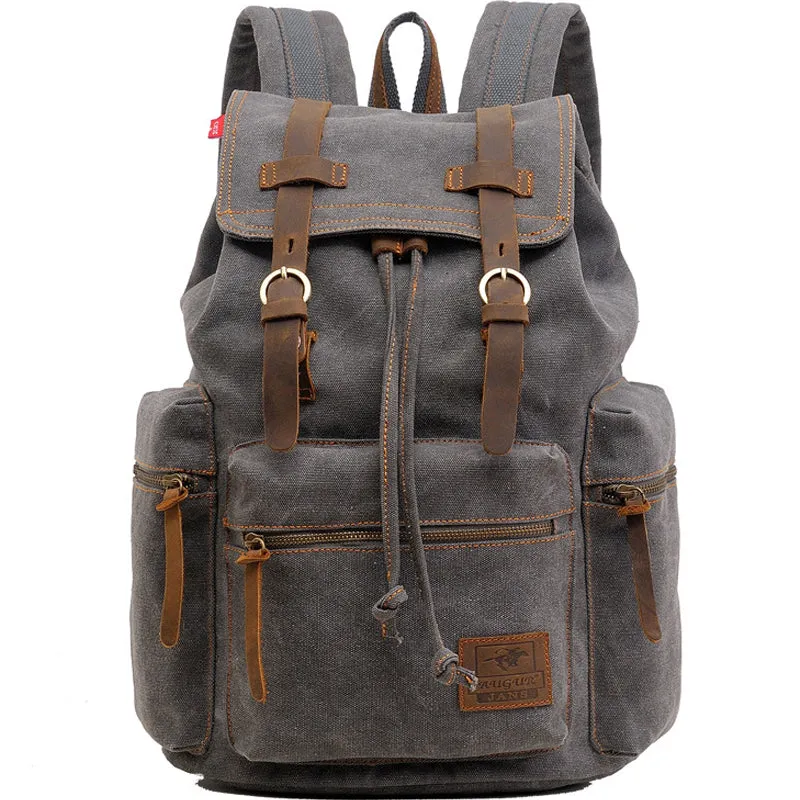Men Vintage Canvas Backpack Drawstring 36-55L