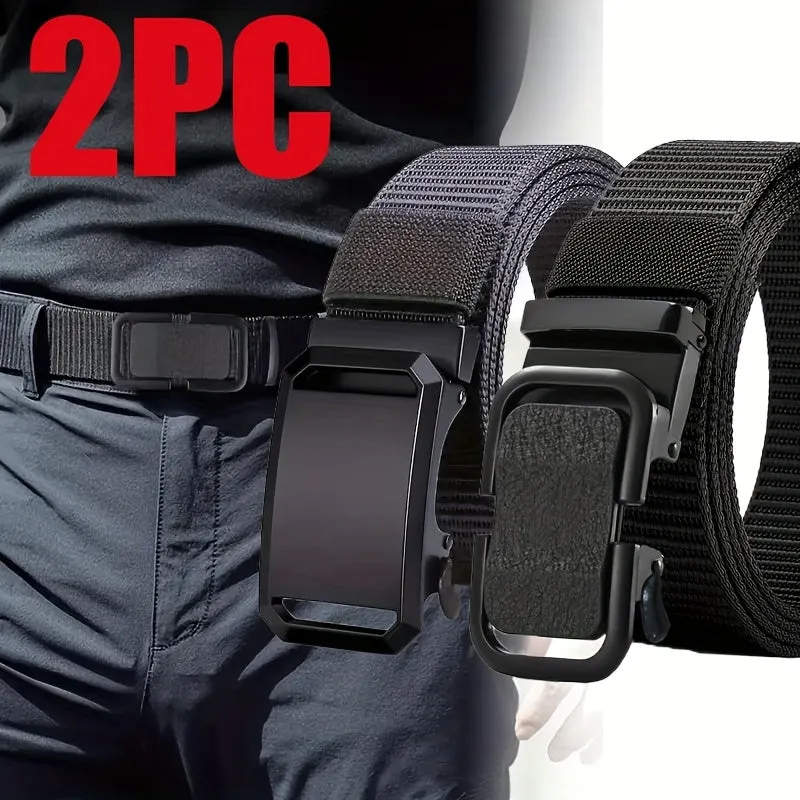 Men's Canvas Sports Belts with Automatic Buckles