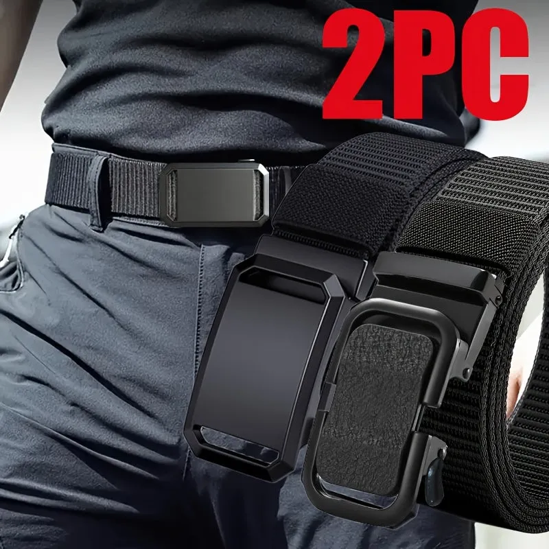 Men's Canvas Sports Belts with Automatic Buckles
