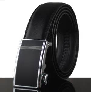 Men's Genuine Leather Smart Ratchet Automatic Belt Perfect Fit No holes! Black