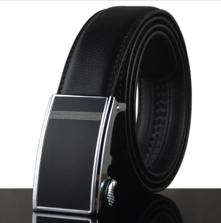 Men's Genuine Leather Smart Ratchet Automatic Belt Perfect Fit No holes! Black