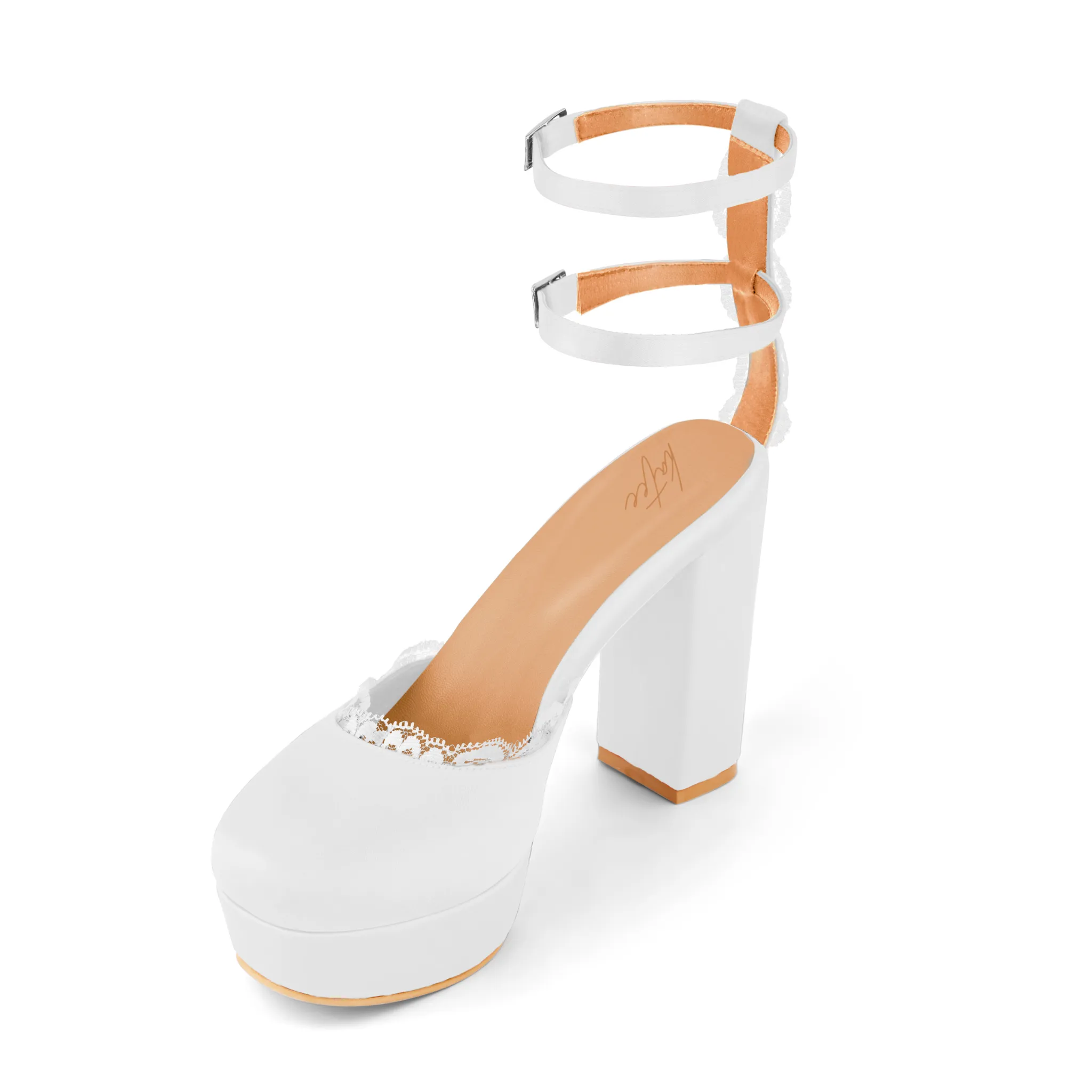 MISTICA WHITE PLATFORM HEELS (Pre-Order)