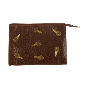 Moschino Brown Key Oversized Clutch