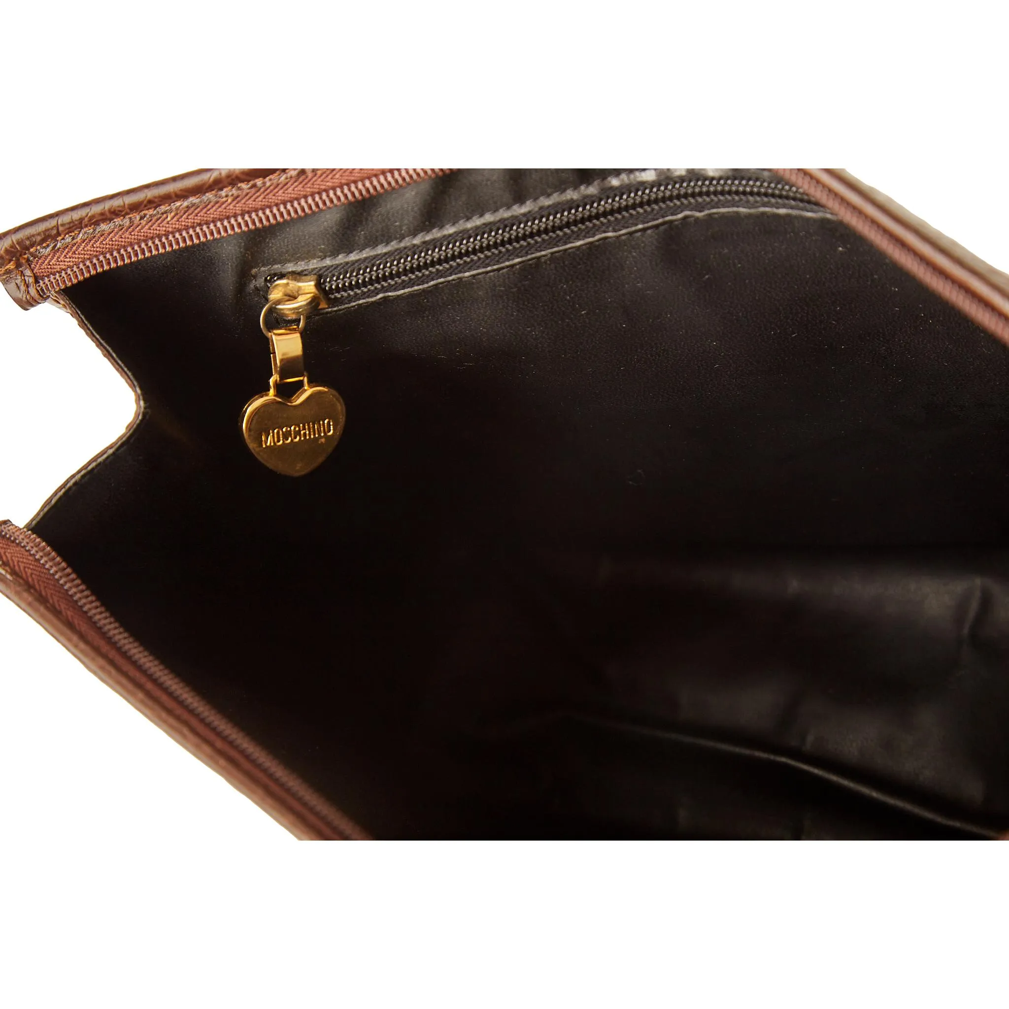 Moschino Brown Key Oversized Clutch