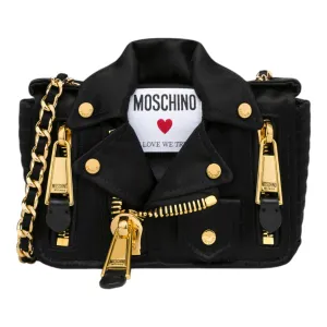 Moschino Satin Biker Bag In Love We Trust