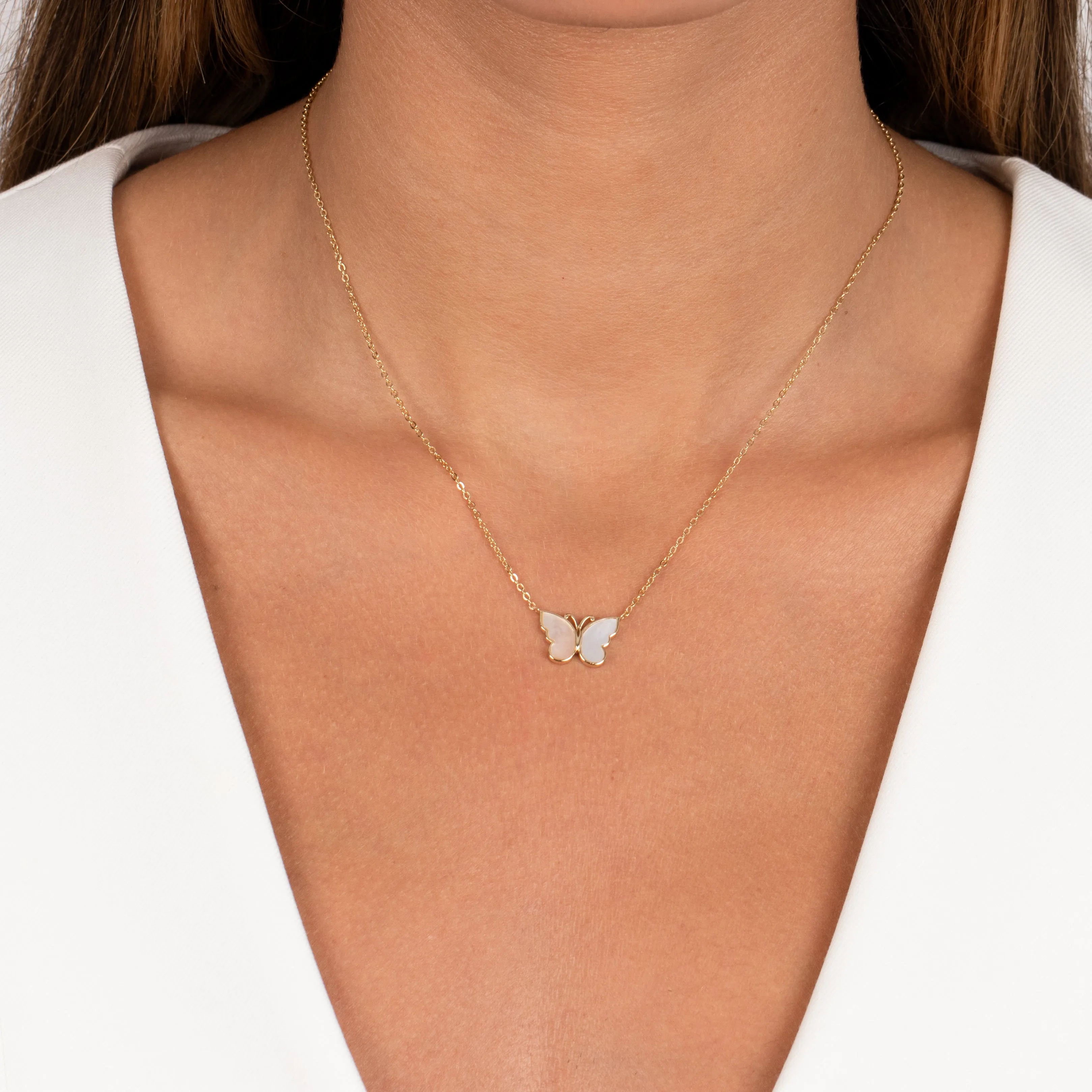 Mother Of Pearl Butterfly Necklace