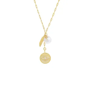 Multi Charm Paperclip Lariat Necklace