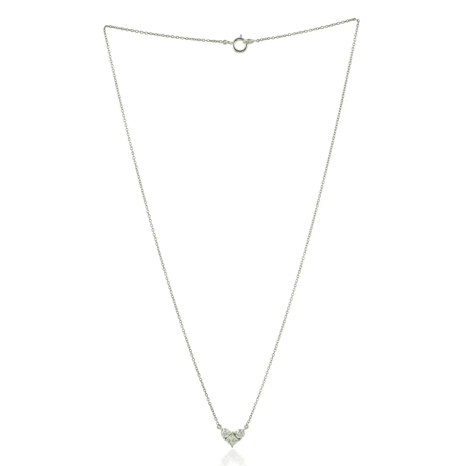 Natural Diamond Dainty Heart 14k White Gold Necklace