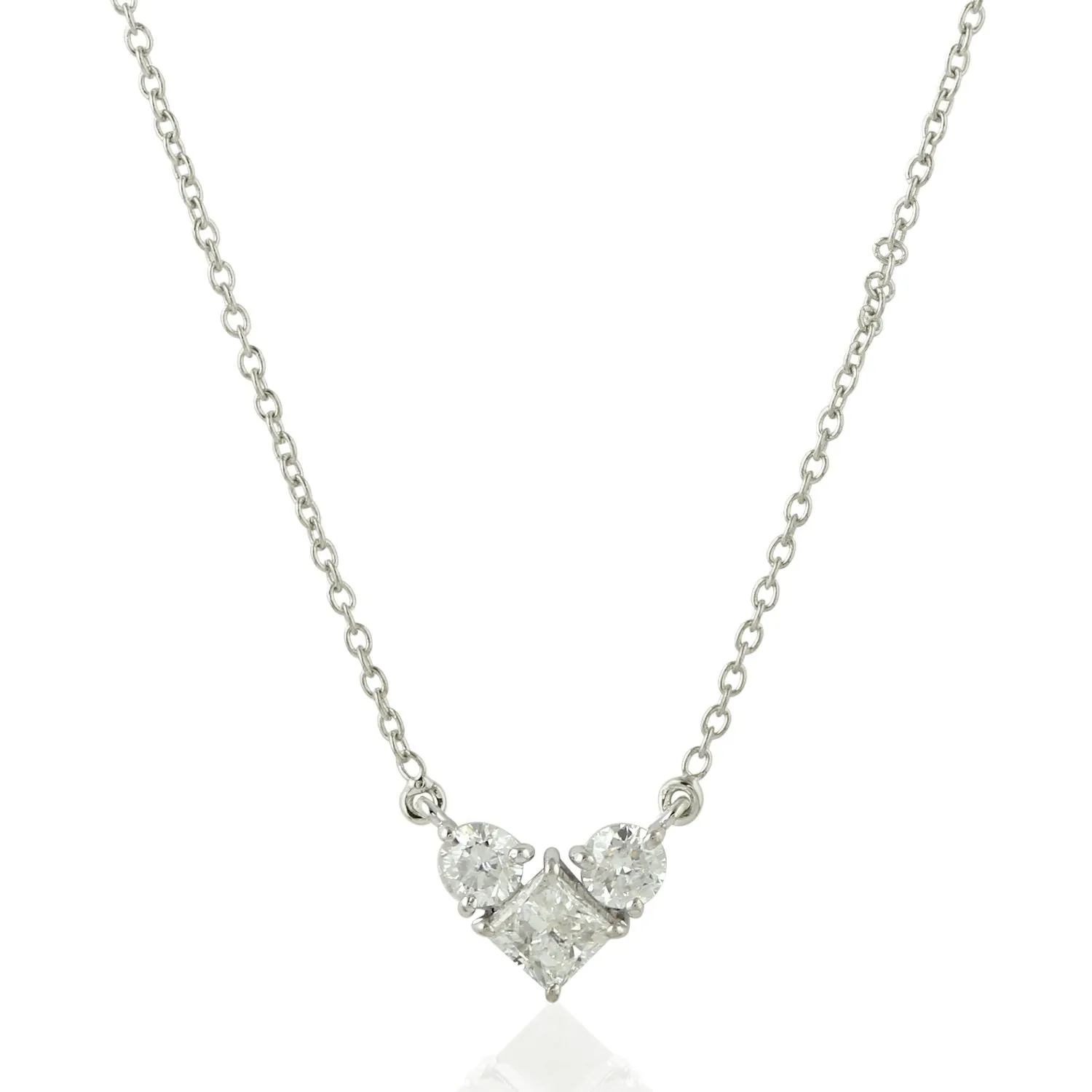 Natural Diamond Dainty Heart 14k White Gold Necklace