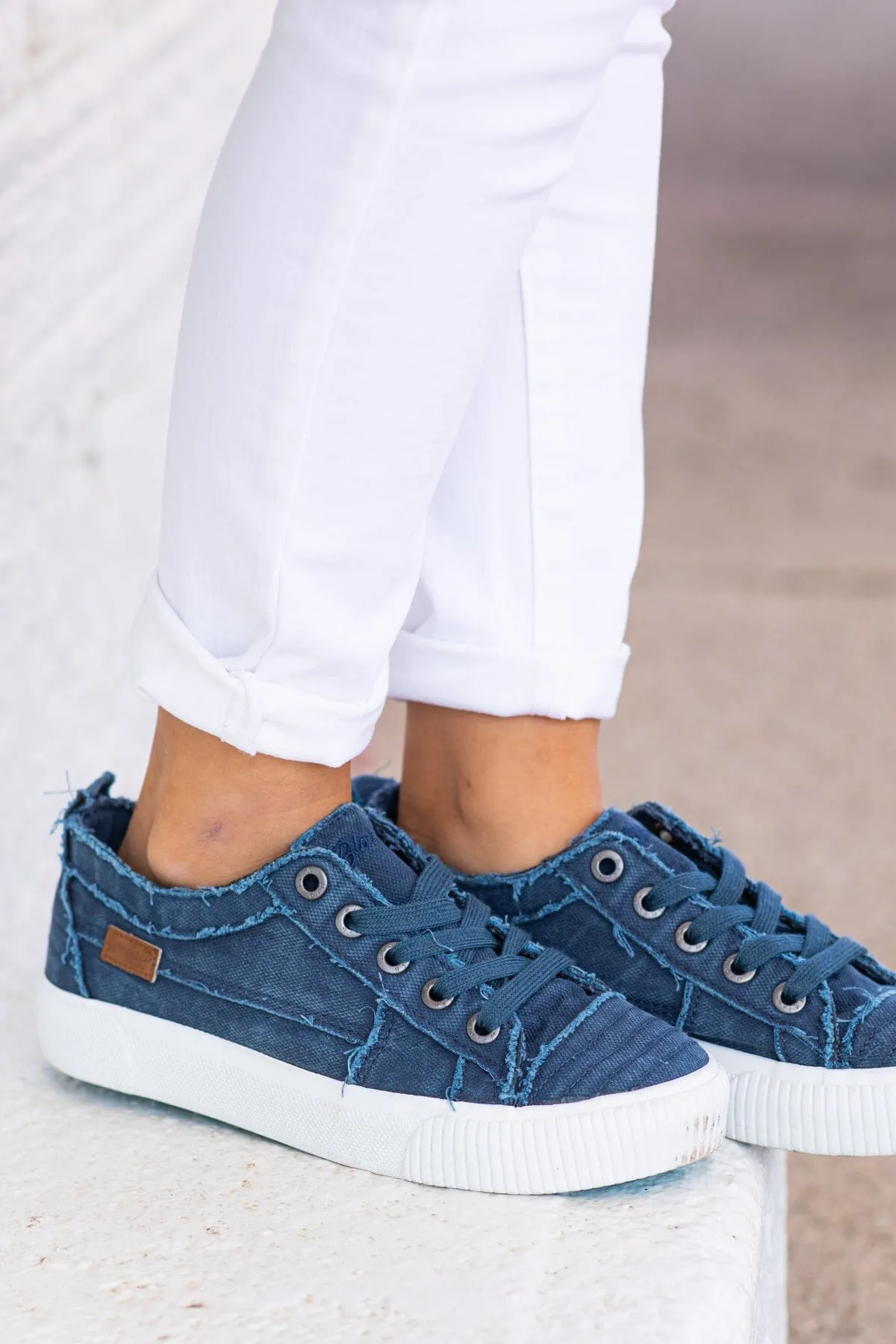 Navy and White Platform Sneakers