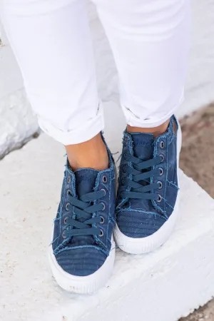 Navy and White Platform Sneakers
