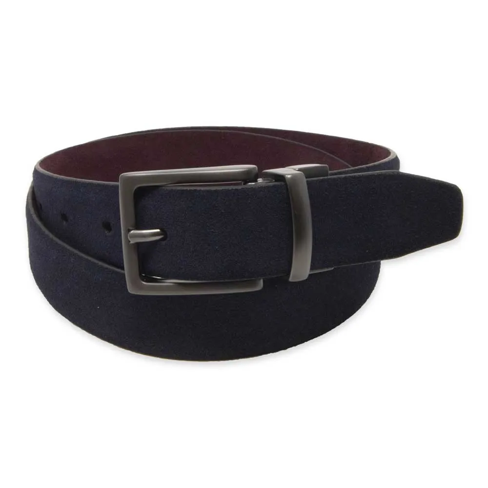 Navy/Wine Reversible Suede Belt