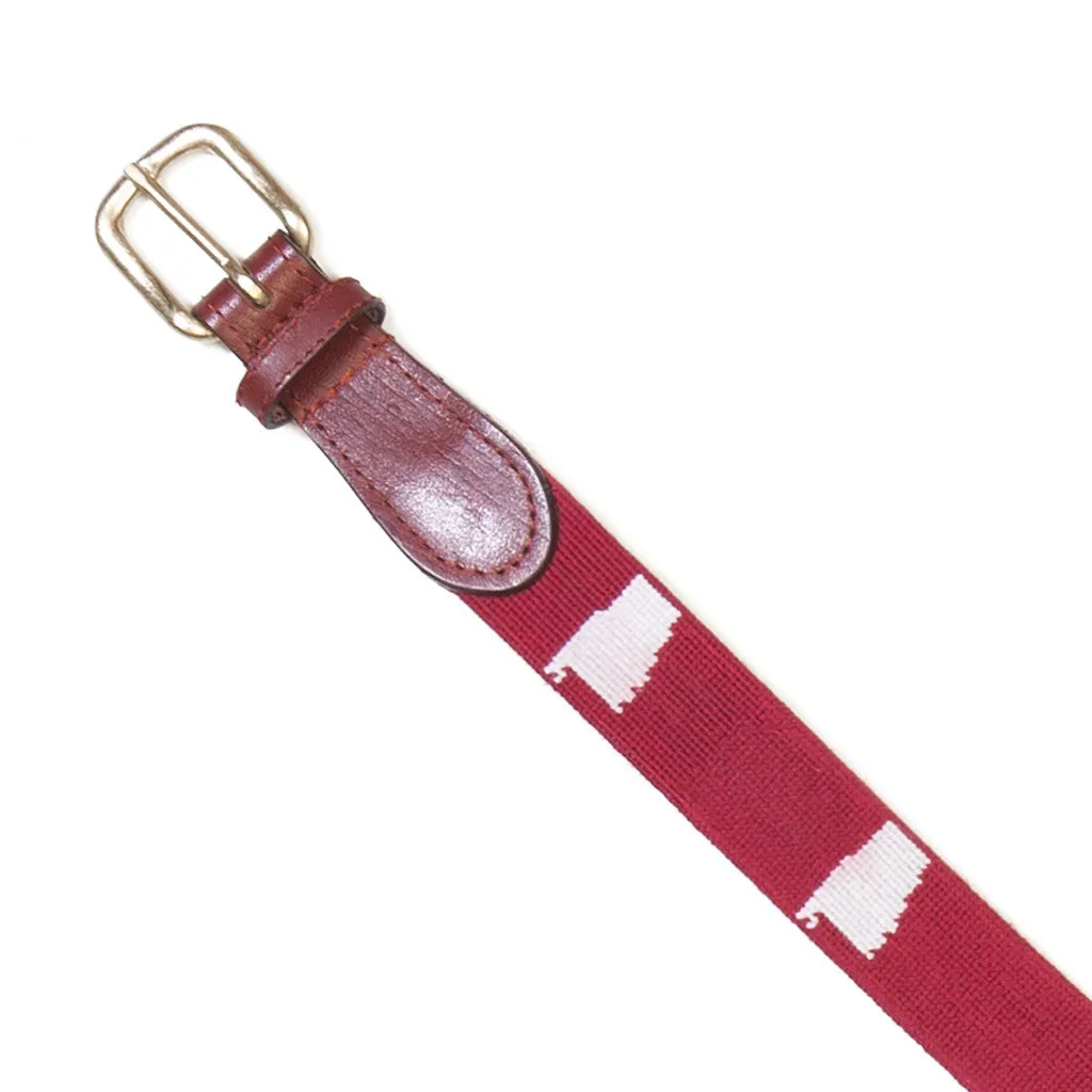 NEEDLEPOINT AND LEATHER BELT