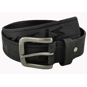 Nemesis Logo Distressed Black Leather Belt