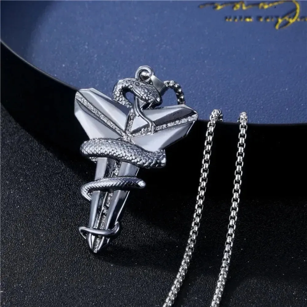 Neo-Gothic Inverted Punk Cross Satanic Pendant Necklace - Black