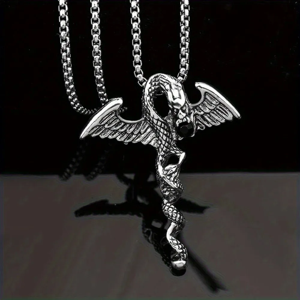 Neo-Gothic Inverted Punk Cross Satanic Pendant Necklace - Black