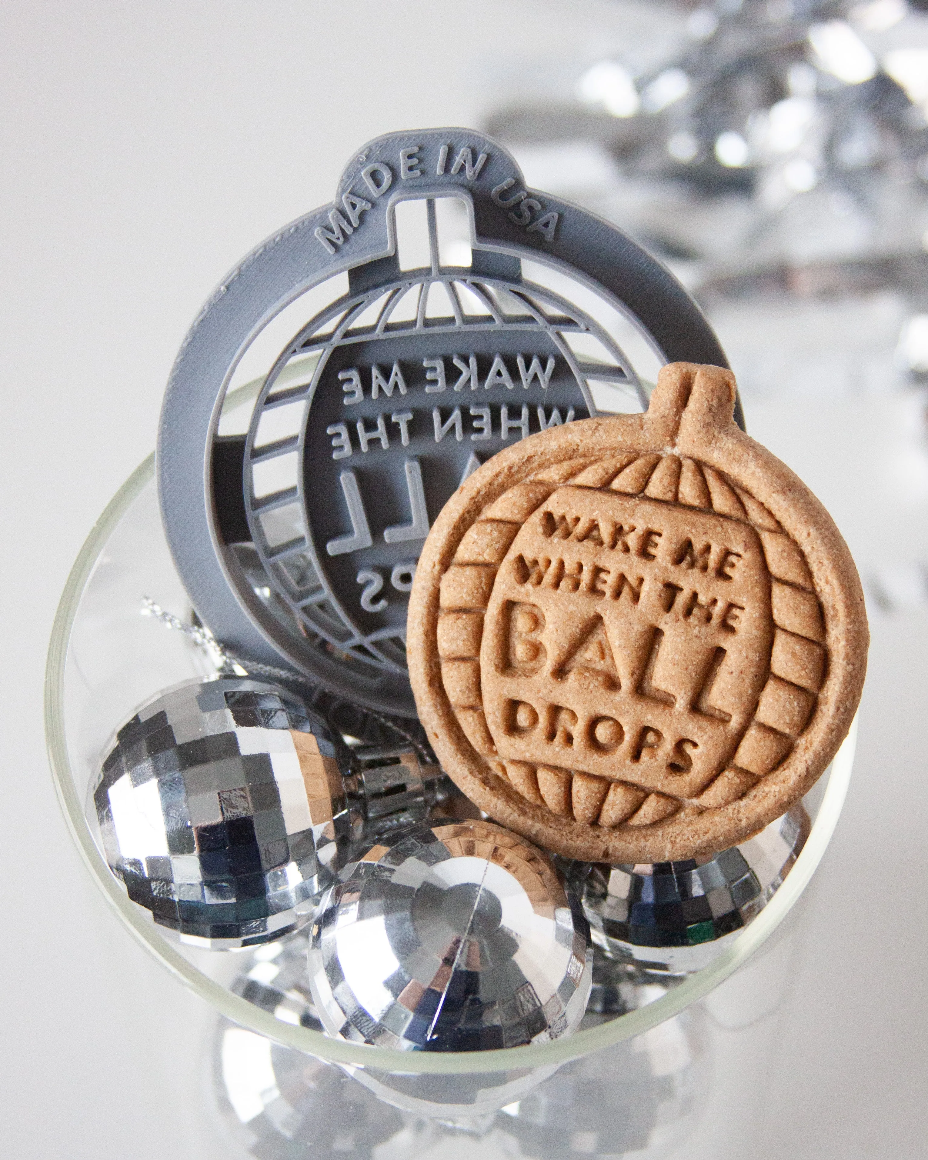 New Year's Eve Ball "Wake Me When The Ball Drops" Disco Ball Shape Cookie Cutter