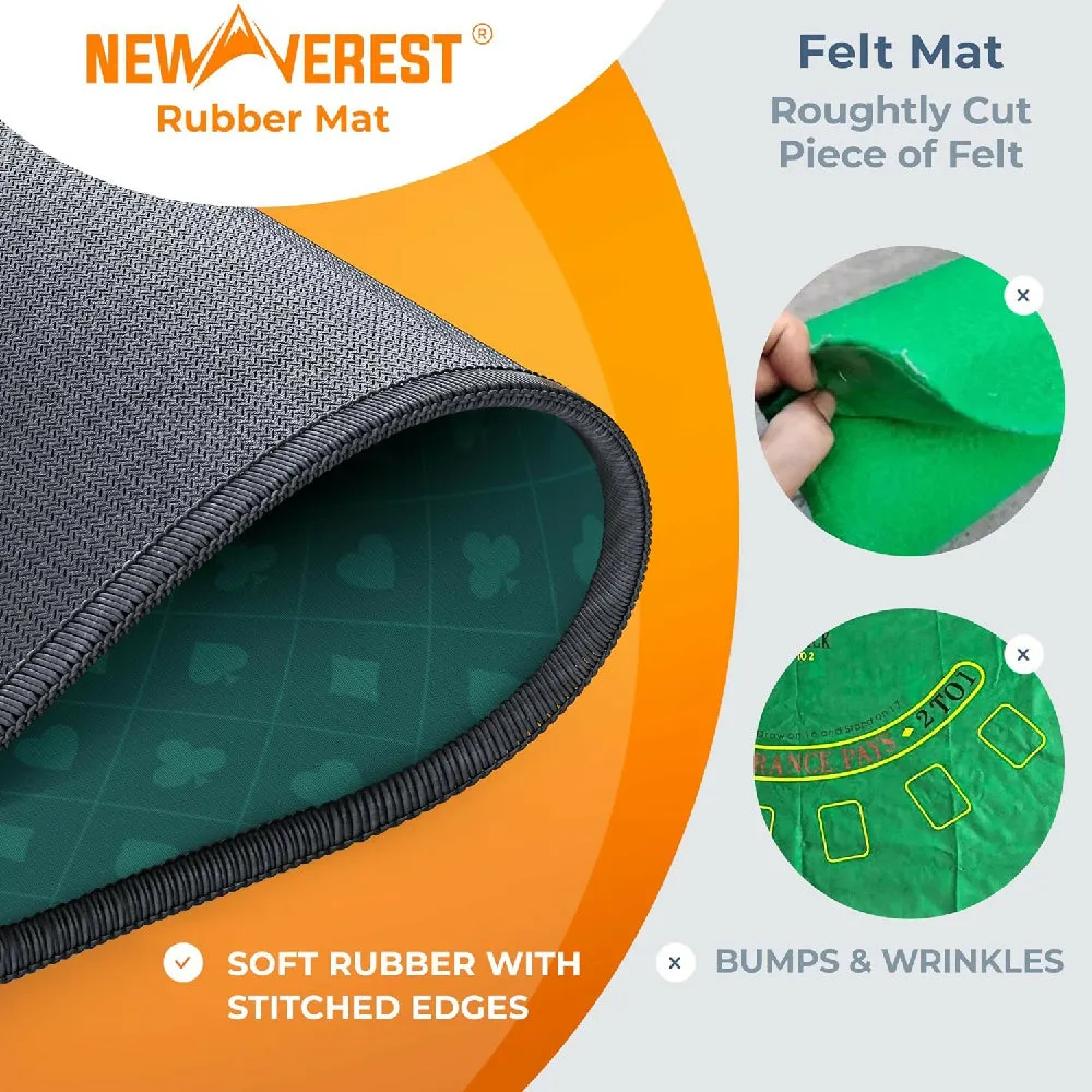 Newverest Blackjack Mat 70" x 35", Blackjack Table Top in Zipper Storage Bag with 8 Coasters in Gift-Ready Box for Home Game Nights with Friends (Green)