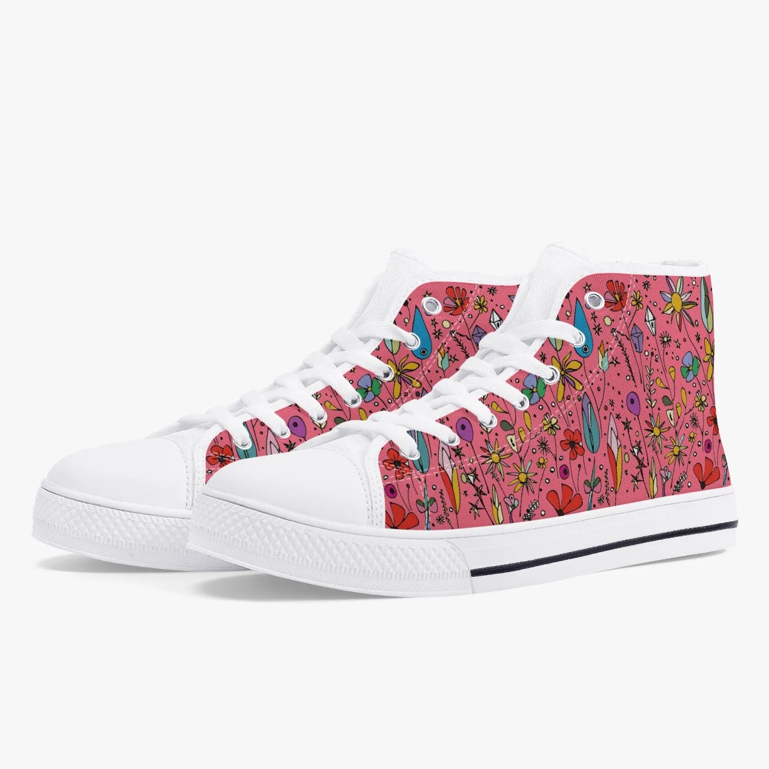 niche era Women's Classic High-Top Canvas Shoes - White/Black
