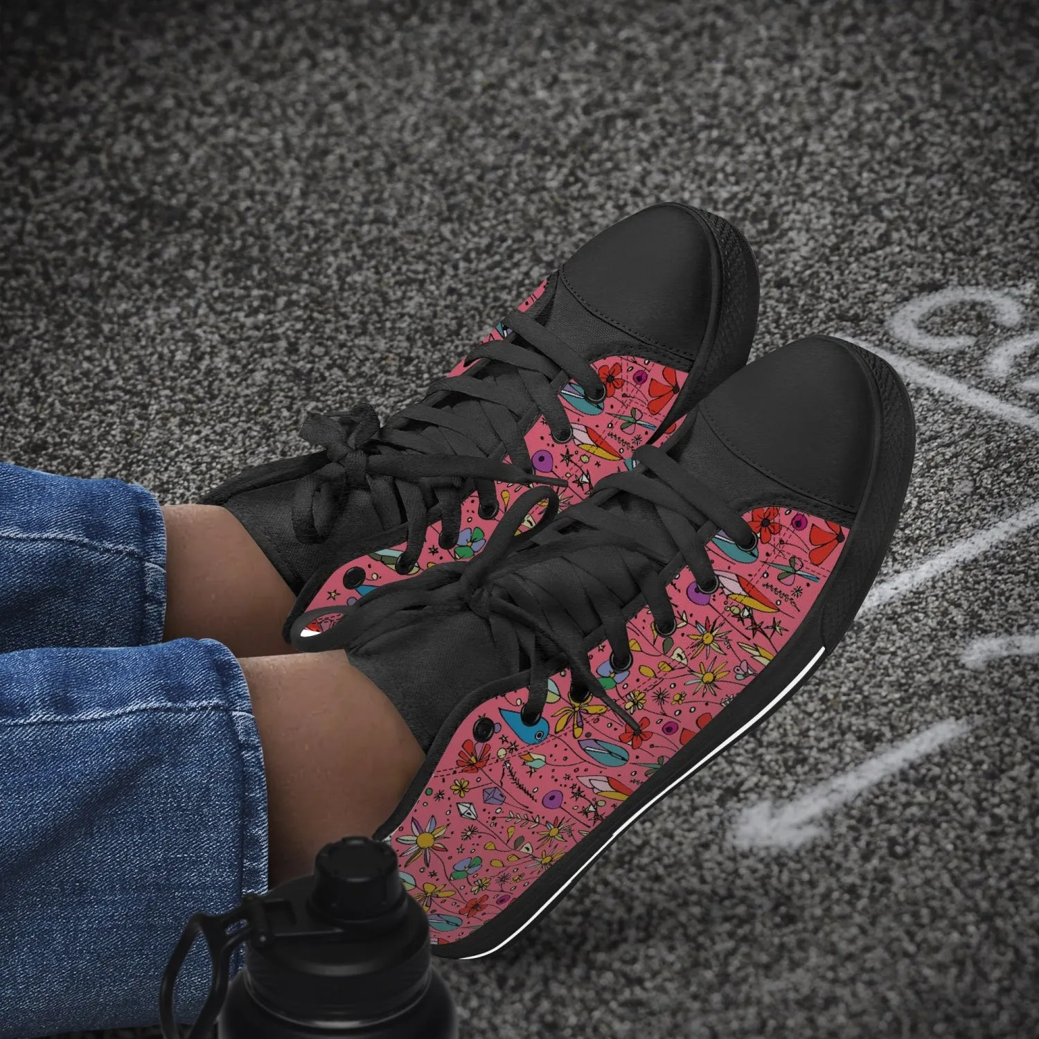 niche era Women's Classic High-Top Canvas Shoes - White/Black
