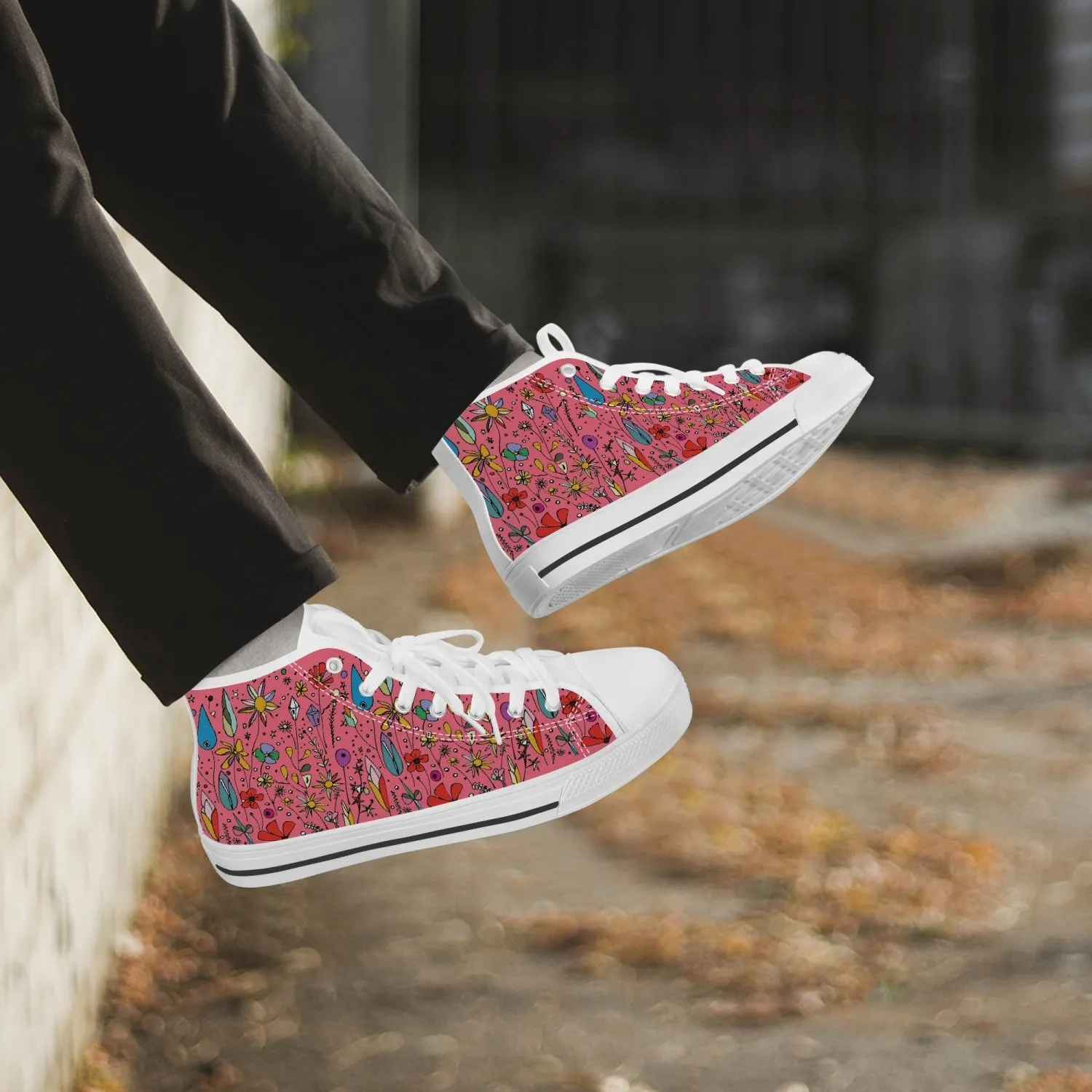 niche era Women's Classic High-Top Canvas Shoes - White/Black