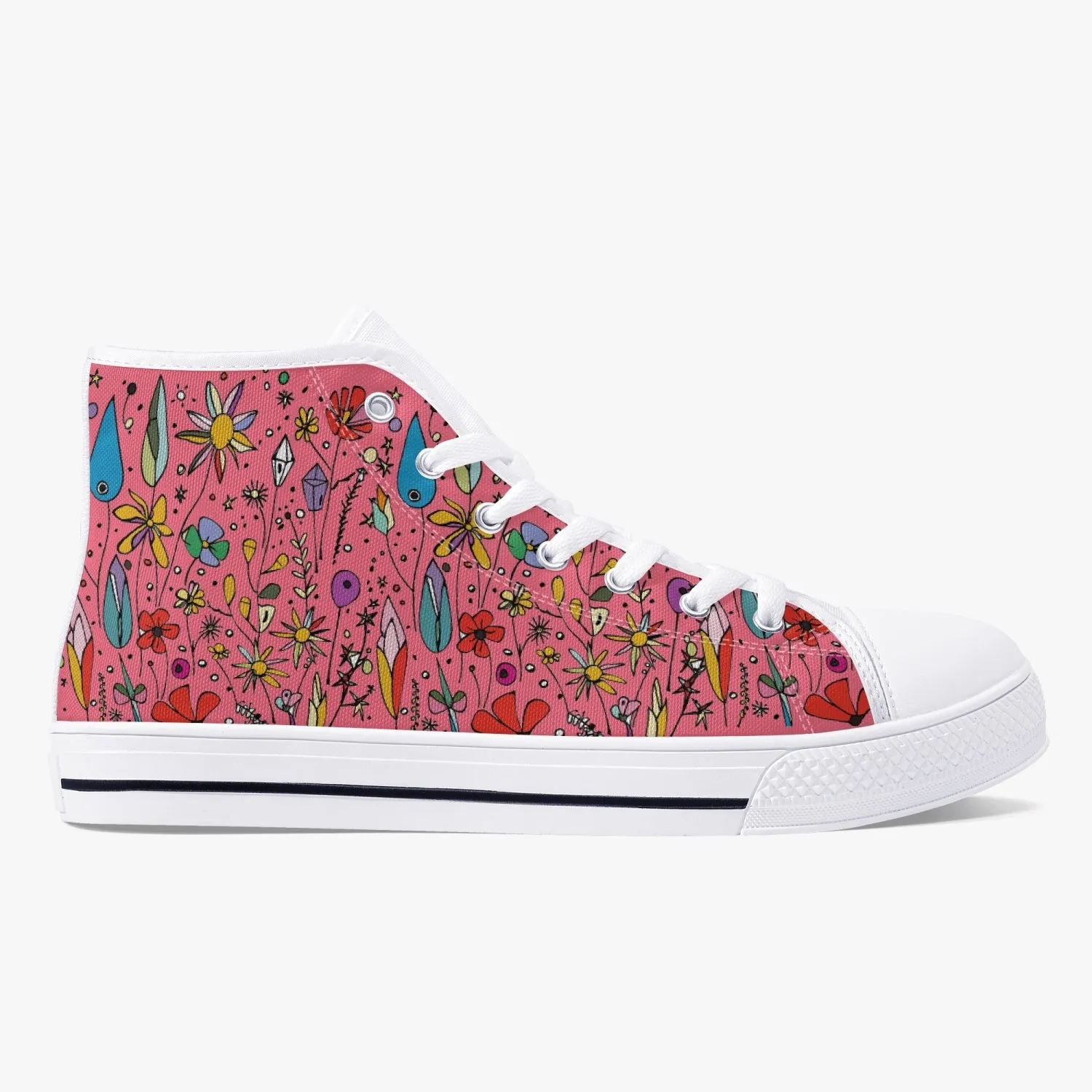 niche era Women's Classic High-Top Canvas Shoes - White/Black