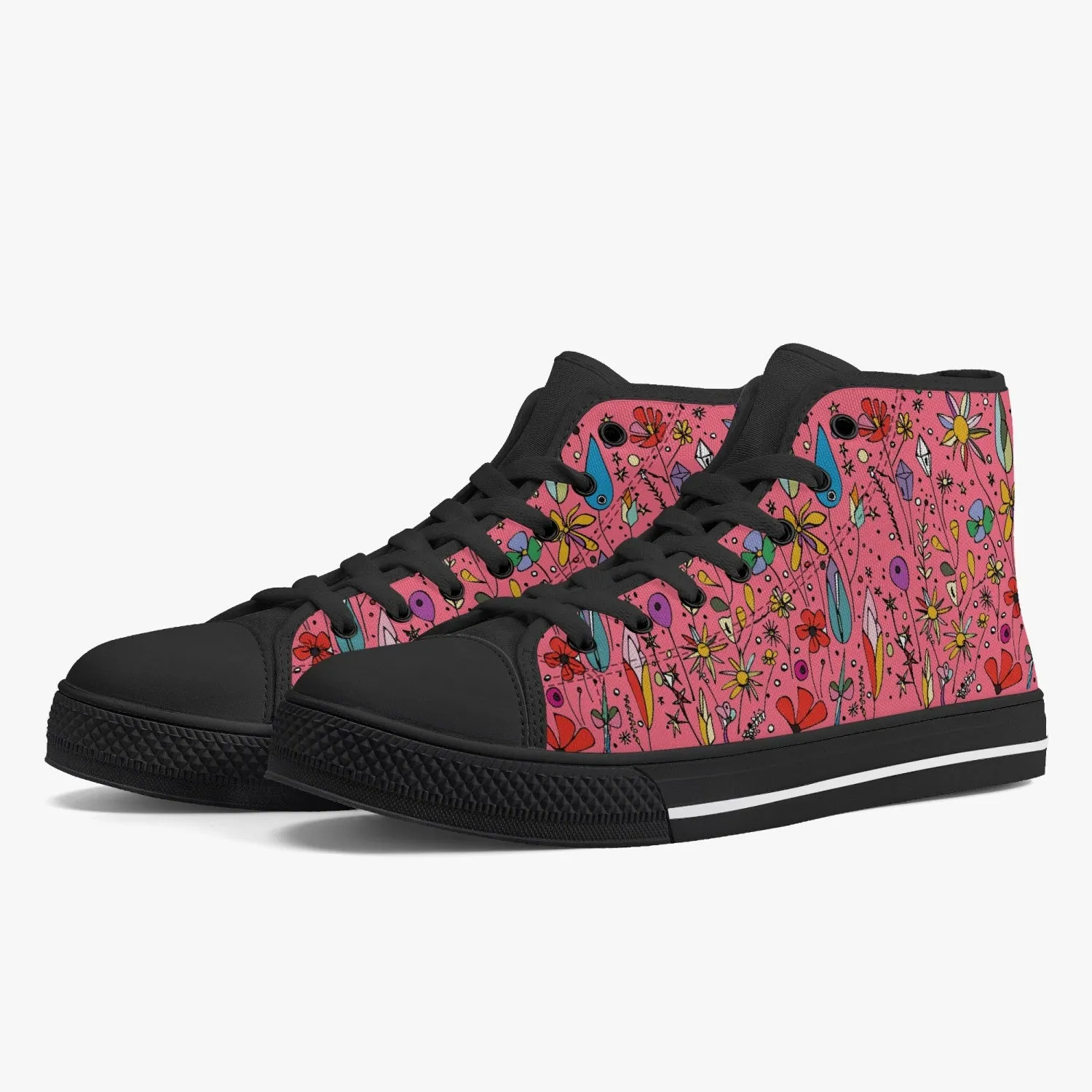 niche era Women's Classic High-Top Canvas Shoes - White/Black