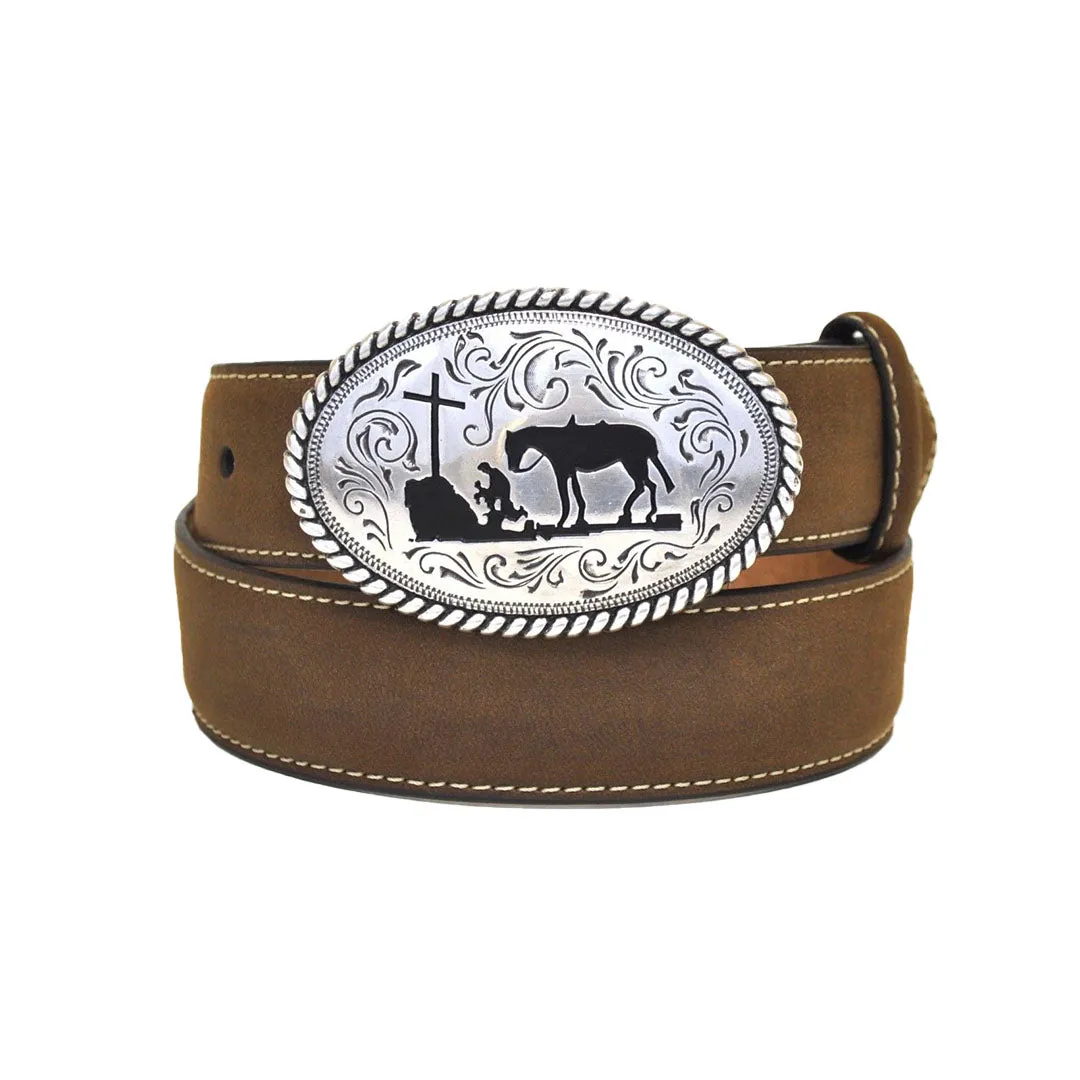 Nocona Kid's Cowboy Prayer Buckle Western Leather Belt